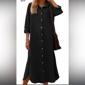 Black Casual Shirt Dress